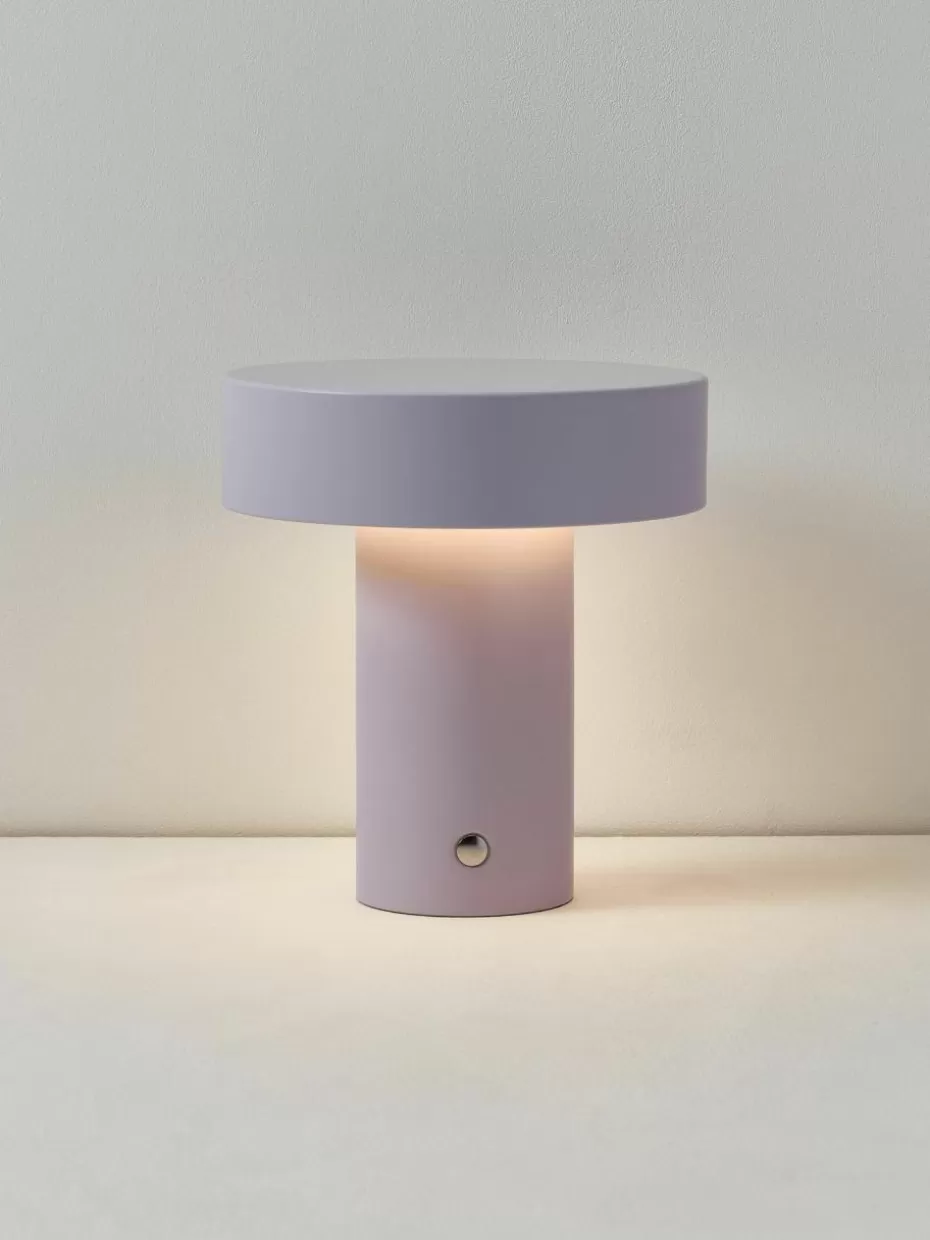 Kabellose Tischlampen-Westwing Collection Kleine mobile LED-Tischlampe Kamal, dimmbar Lila