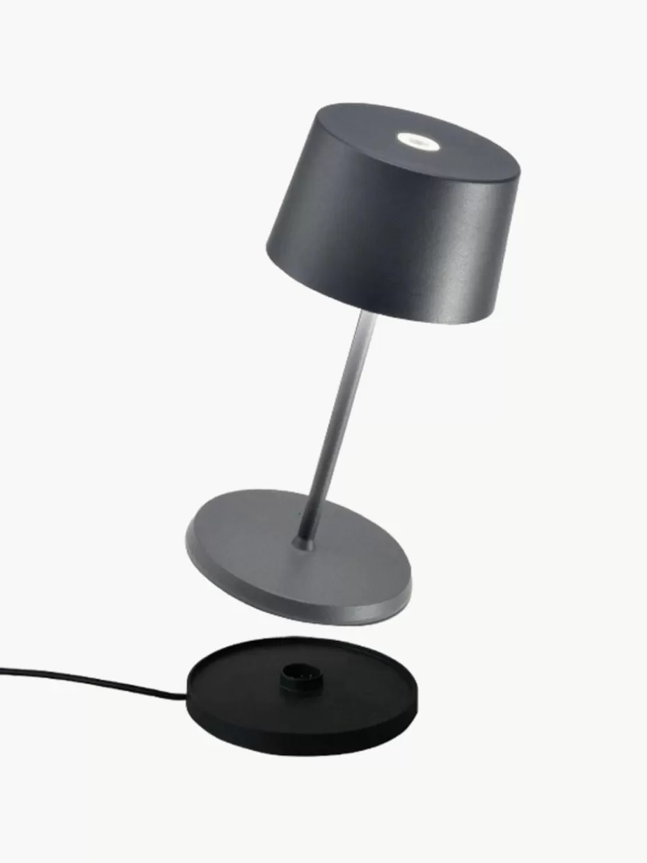 Outdoor Tischlampen | Led-Tischleuchten-Zafferano Kleine mobile LED-Tischlampe Olivia Pro, dimmbar Dunkelgrau
