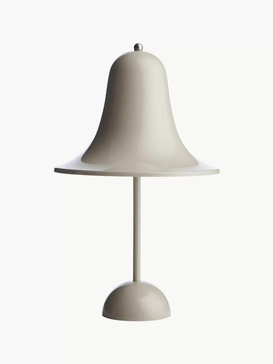 Kabellose Tischlampen-Verpan Kleine mobile LED-Tischlampe Pantop, Design Verner Panton Greige, glänzend