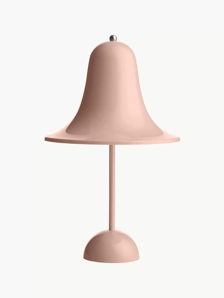 Kabellose Tischlampen-Verpan Kleine mobile LED-Tischlampe Pantop, Design Verner Panton Altrosa, glänzend