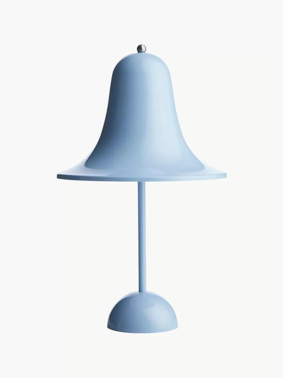 Kabellose Tischlampen-Verpan Kleine mobile LED-Tischlampe Pantop, Design Verner Panton Hellblau, glänzend