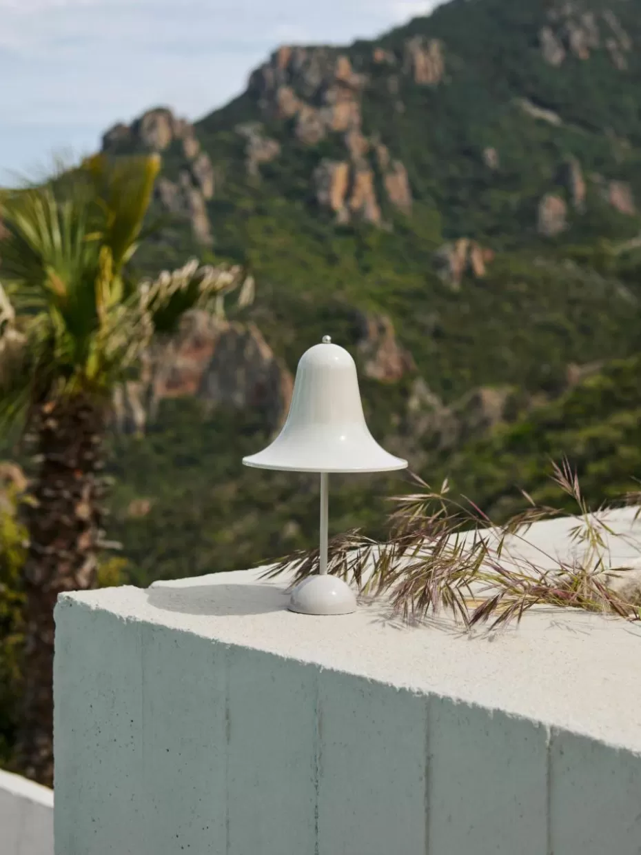 Kabellose Tischlampen-Verpan Kleine mobile LED-Tischlampe Pantop, Design Verner Panton Weiß, matt