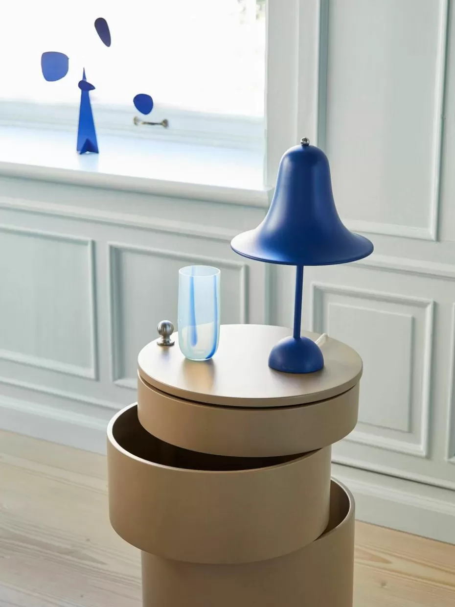 Kabellose Tischlampen-Verpan Kleine mobile LED-Tischlampe Pantop, Design Verner Panton Dunkelblau, matt
