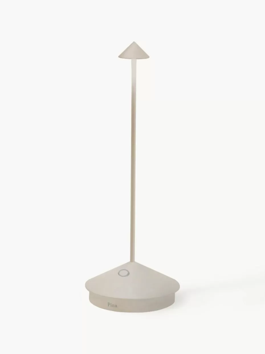 Outdoor Tischlampen | Led-Tischleuchten-Zafferano Kleine mobile LED-Tischlampe Pina, dimmbar Beige