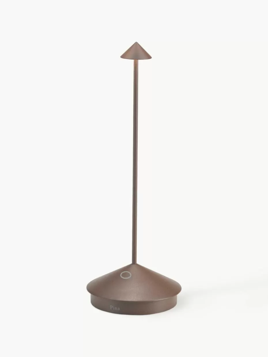 Outdoor Tischlampen | Led-Tischleuchten-Zafferano Kleine mobile LED-Tischlampe Pina, dimmbar Braun