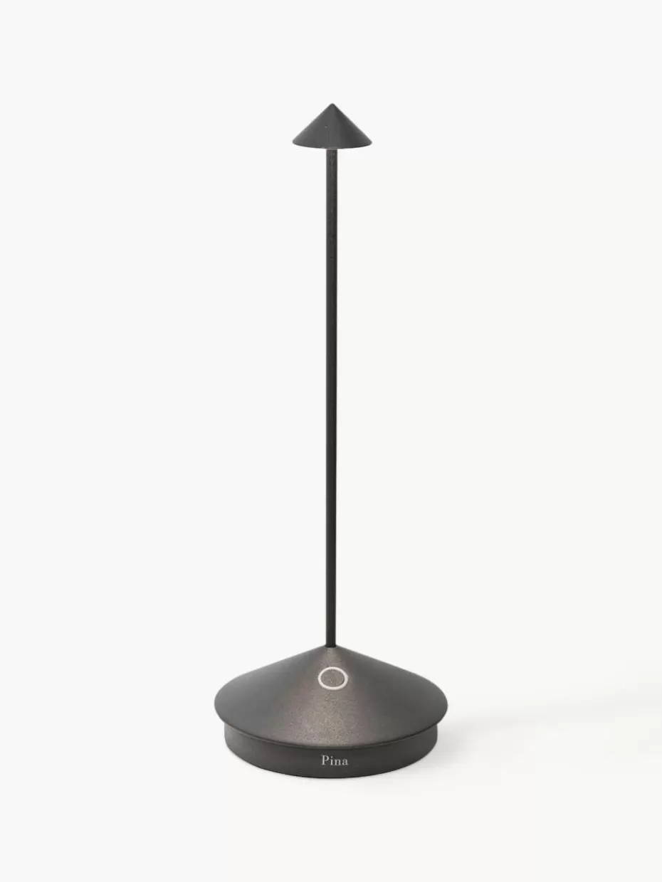 Outdoor Tischlampen | Led-Tischleuchten-Zafferano Kleine mobile LED-Tischlampe Pina, dimmbar Anthrazit