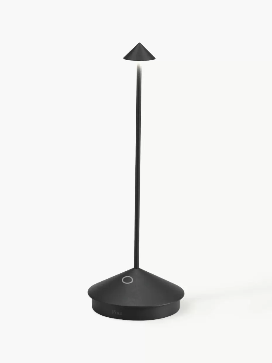 Outdoor Tischlampen | Led-Tischleuchten-Zafferano Kleine mobile LED-Tischlampe Pina, dimmbar Schwarz