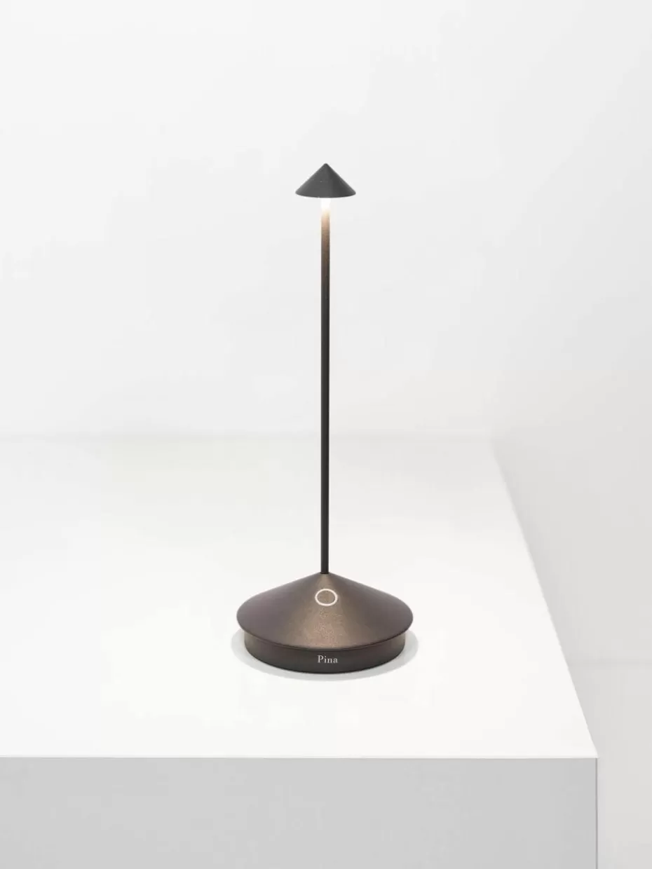Outdoor Tischlampen | Led-Tischleuchten-Zafferano Kleine mobile LED-Tischlampe Pina, dimmbar Anthrazit
