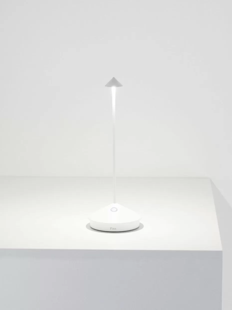 Outdoor Tischlampen | Led-Tischleuchten-Zafferano Kleine mobile LED-Tischlampe Pina, dimmbar Weiß