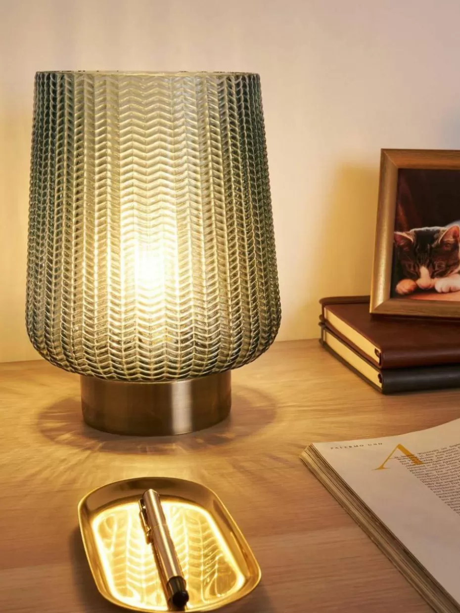 Led-Tischleuchten | Kabellose Tischlampen-Westwing Kleine mobile LED-Tischlampe Pretty Glamour mit Timerfunktion Mintgrün, Goldfarben