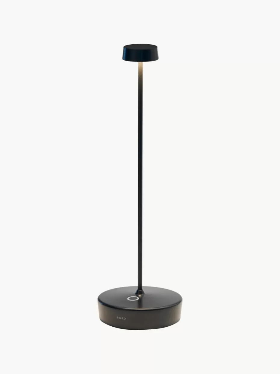 Outdoor Tischlampen | Led-Tischleuchten-Zafferano Kleine mobile LED-Tischlampe Swap Mini, dimmbar Schwarz