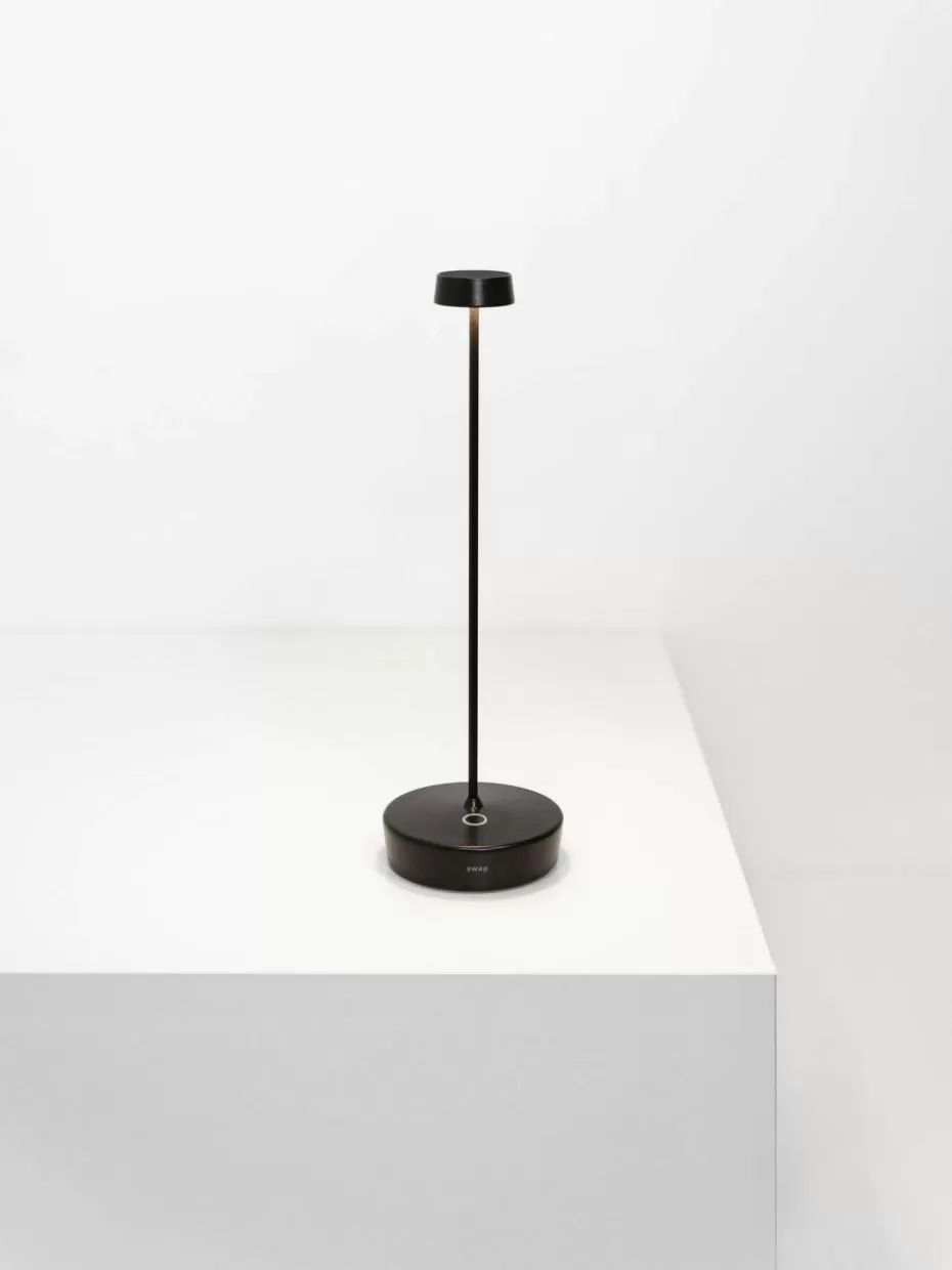 Outdoor Tischlampen | Led-Tischleuchten-Zafferano Kleine mobile LED-Tischlampe Swap Mini, dimmbar Schwarz