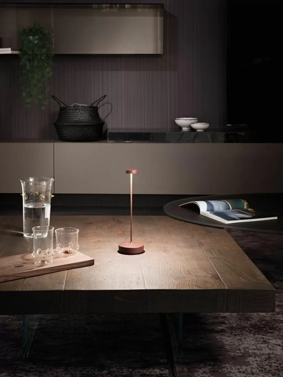 Outdoor Tischlampen | Led-Tischleuchten-Zafferano Kleine mobile LED-Tischlampe Swap Mini, dimmbar Nougat
