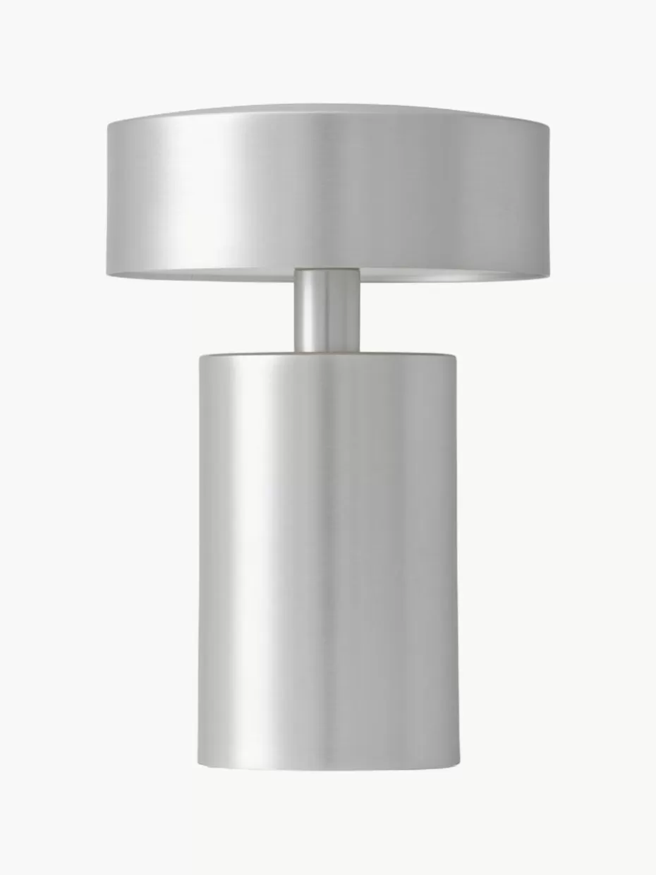 Kabellose Tischlampen-Audo Copenhagen Kleine mobile Tischlampe Column, dimmbar Silberfarben