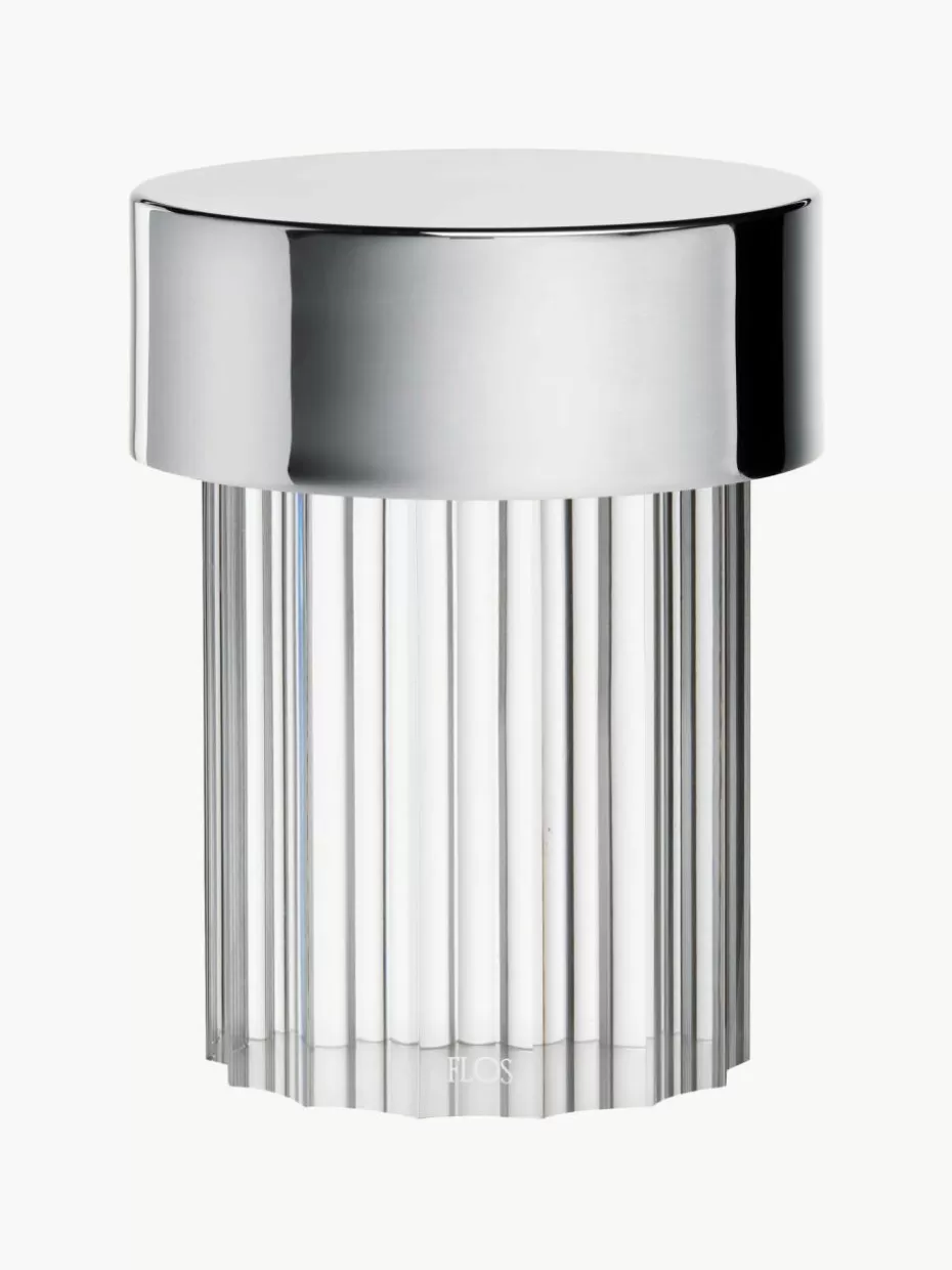 Kabellose Tischlampen-Flos Kleine mobile Tischlampe Last Order, dimmbar Silberfarben, Transparent