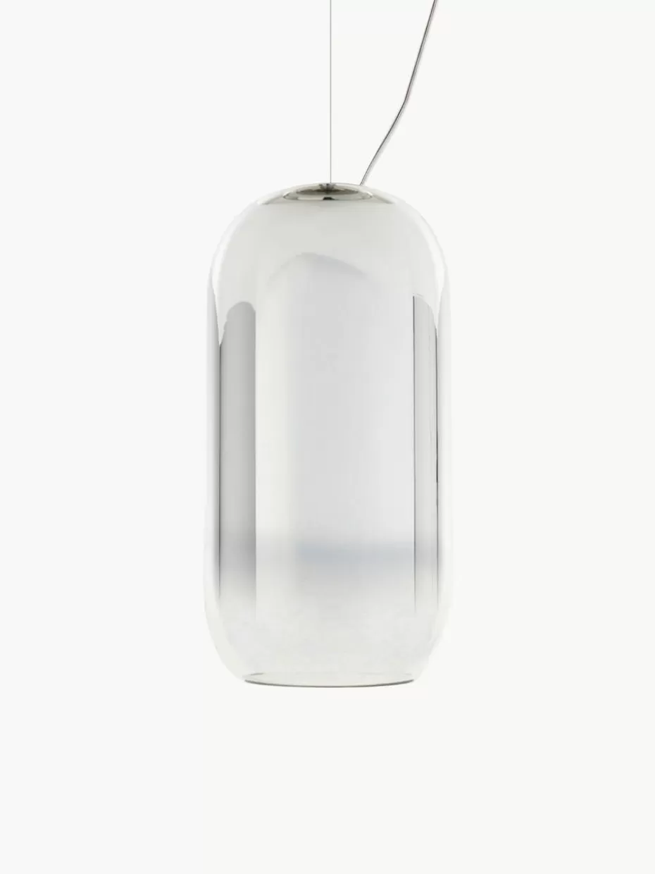 Pendelleuchten-Artemide Kleine Pendelleuchte Gople Mini, mundgeblasen Silberfarben