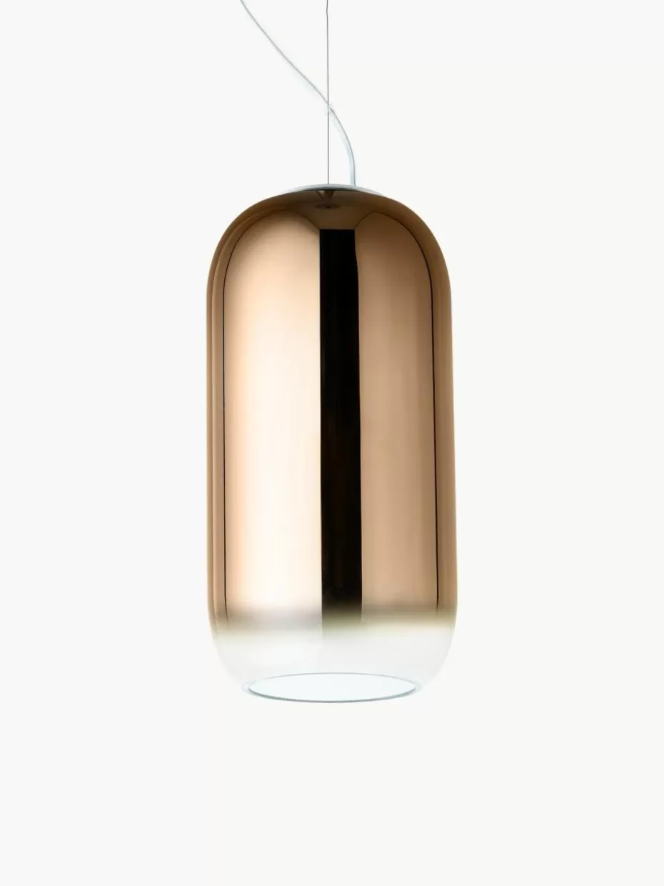 Pendelleuchten-Artemide Kleine Pendelleuchte Gople, mundgeblasen Braun, Silberfarben