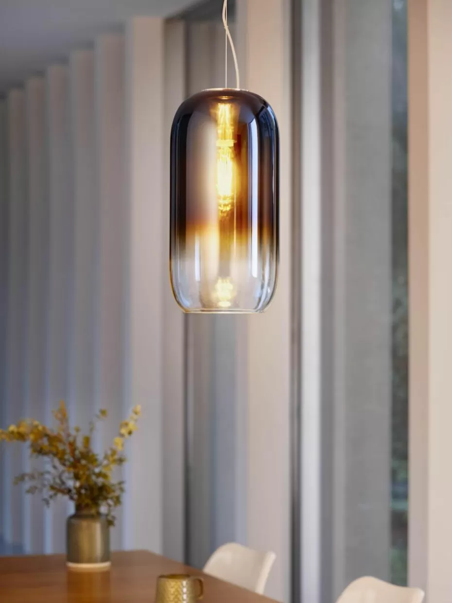 Pendelleuchten-Artemide Kleine Pendelleuchte Gople, mundgeblasen Dunkelblau, Schwarz