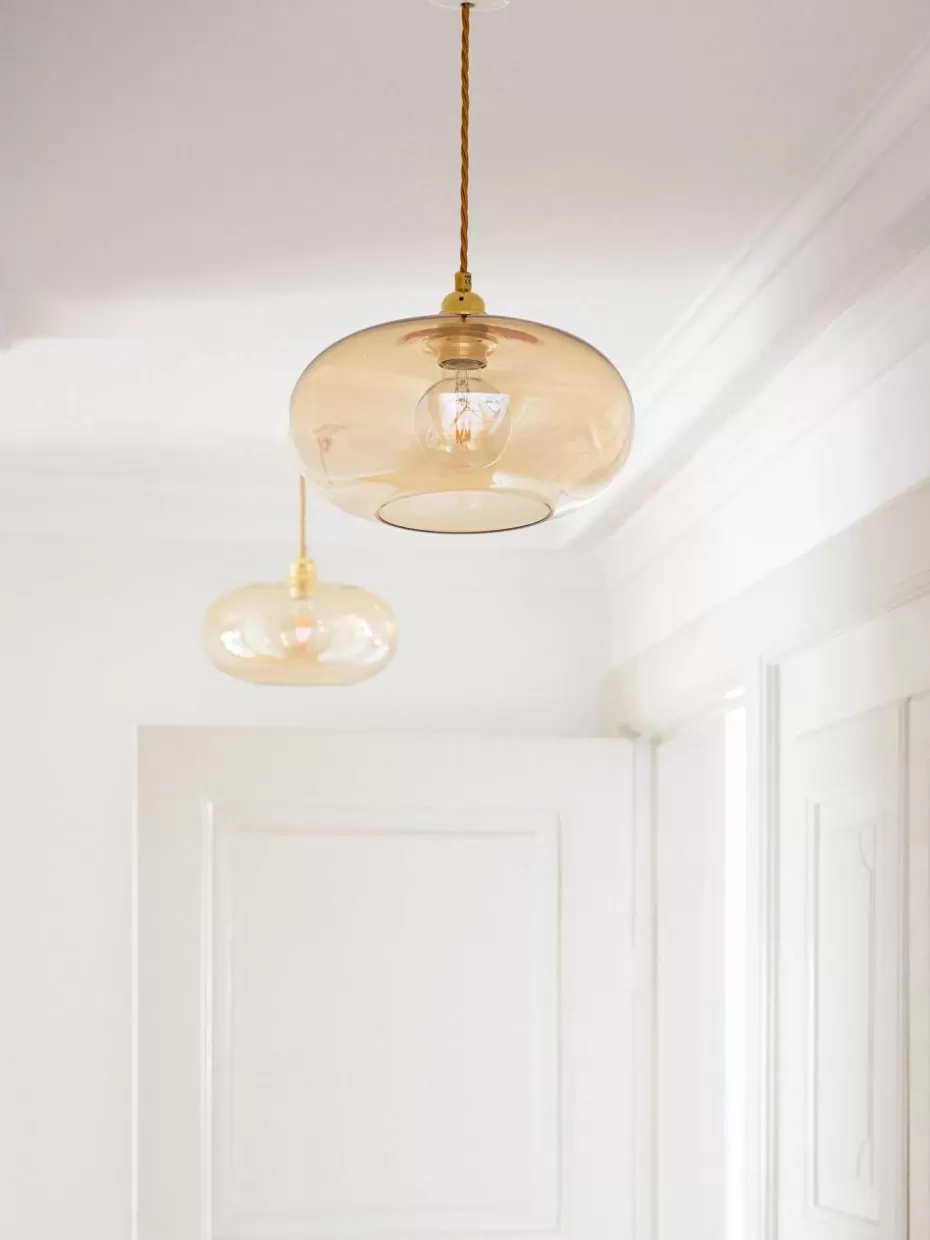 Pendelleuchten-Ebb & Flow Kleine Pendelleuchte Horizon, mundgeblasen Beige, Goldfarben