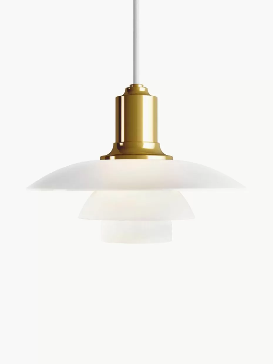 Pendelleuchten-Louis Poulsen Kleine Pendelleuchte PH 2/1, mundgeblasen Goldfarben, Weiß