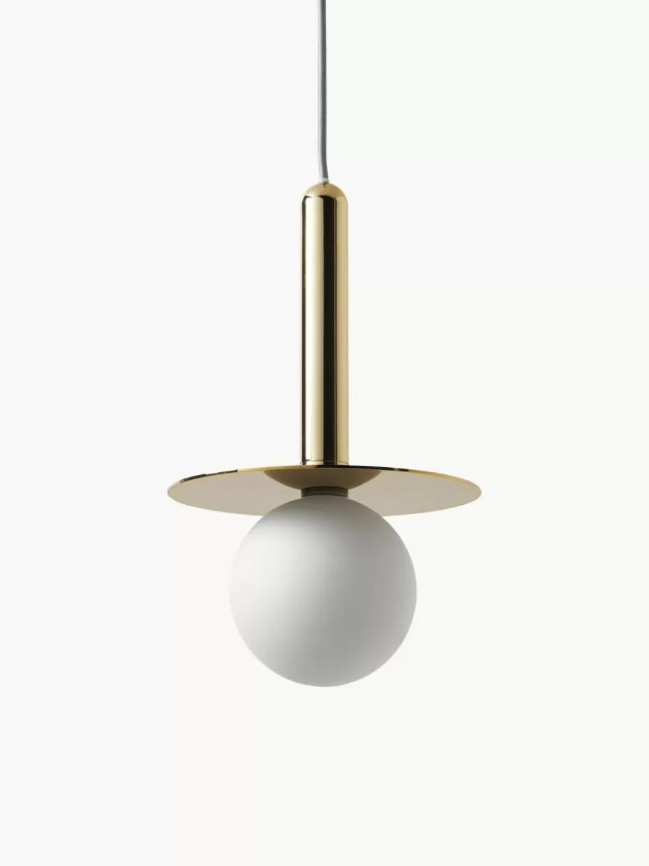 Pendelleuchten-Houseof Kleine Pendelleuchte Plate Weiß, Goldfarben