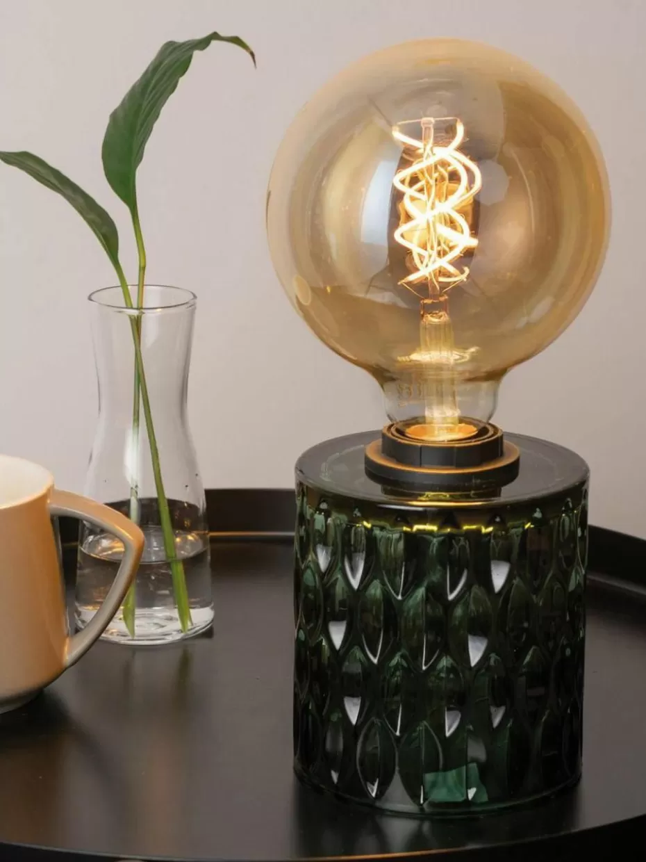 Nachttischlampen-Westwing Kleine Tischlampe Crystal Magic aus grünem Glas
