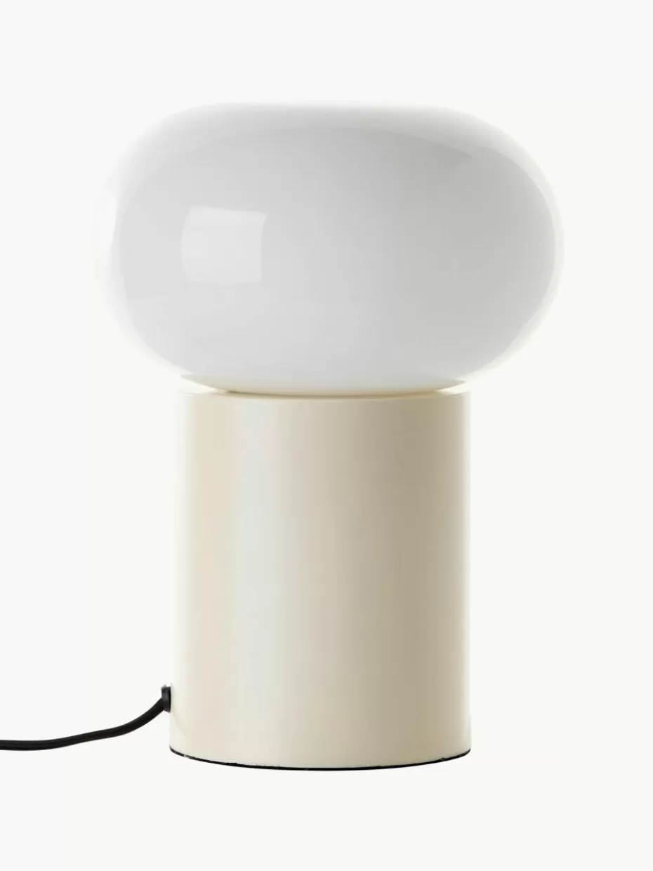 Nachttischlampen-Westwing Kleine Tischlampe Deany Hellbeige, Weiß