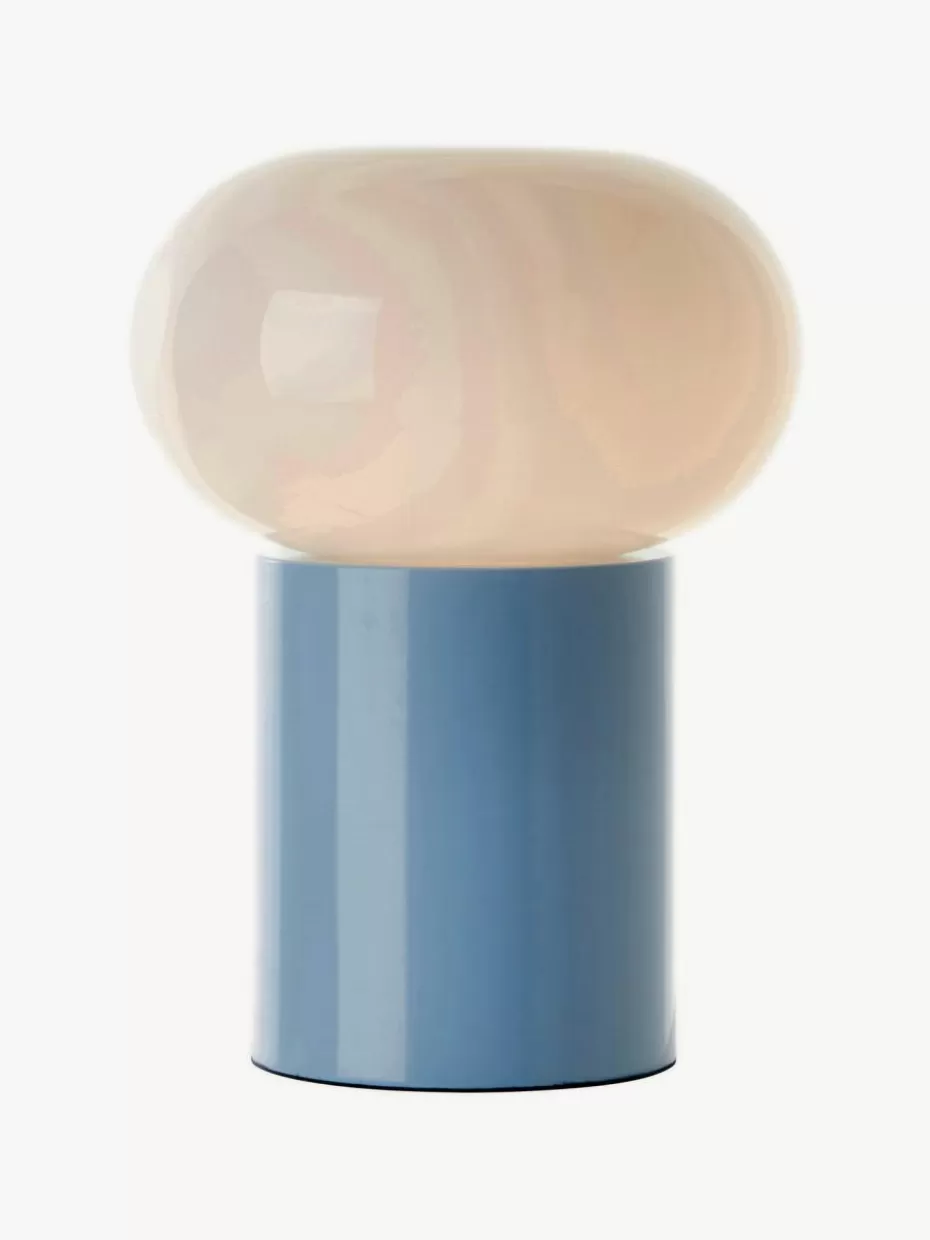 Nachttischlampen-Westwing Kleine Tischlampe Deany Hellblau, Weiß