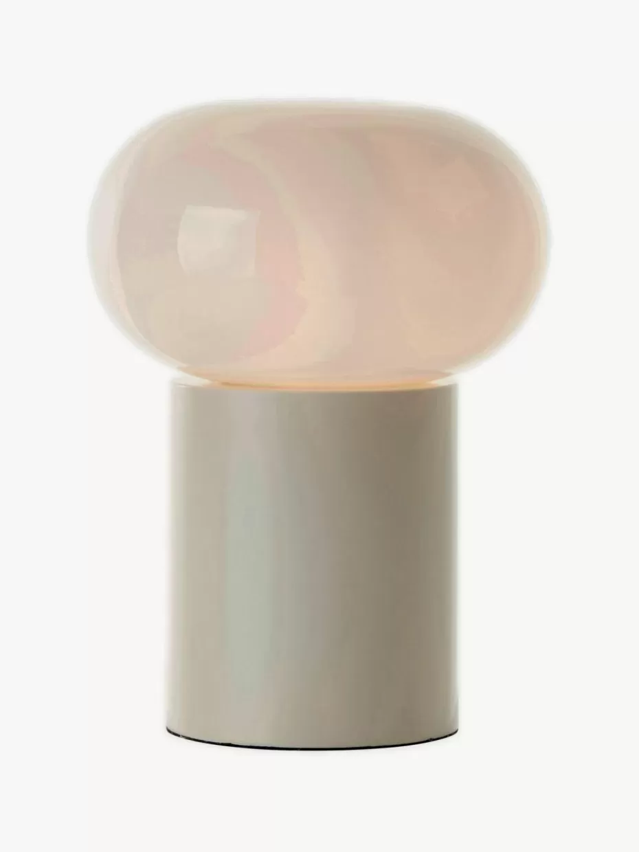 Nachttischlampen-Westwing Kleine Tischlampe Deany Hellbeige, Weiß