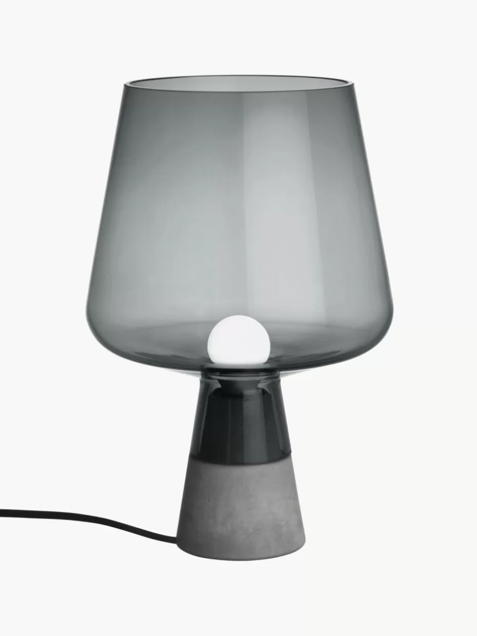 Nachttischlampen-iittala Kleine Tischlampe Leimu, mundgeblasen Dunkelgrau, transparent