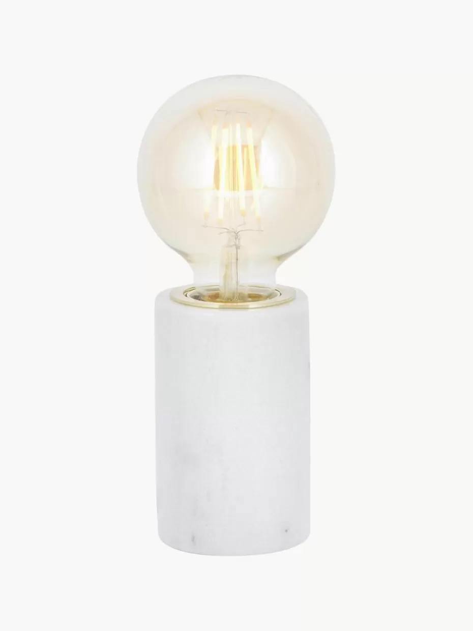 Nachttischlampen-Westwing Kleine Tischlampe Siv aus Marmor Weiß, marmoriert