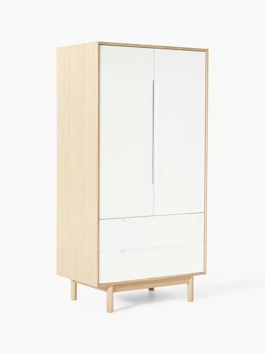 Kleiderschränke-Westwing Collection Kleiner Kleiderschrank Cassy, 2-türig Eichenholz, Weiß