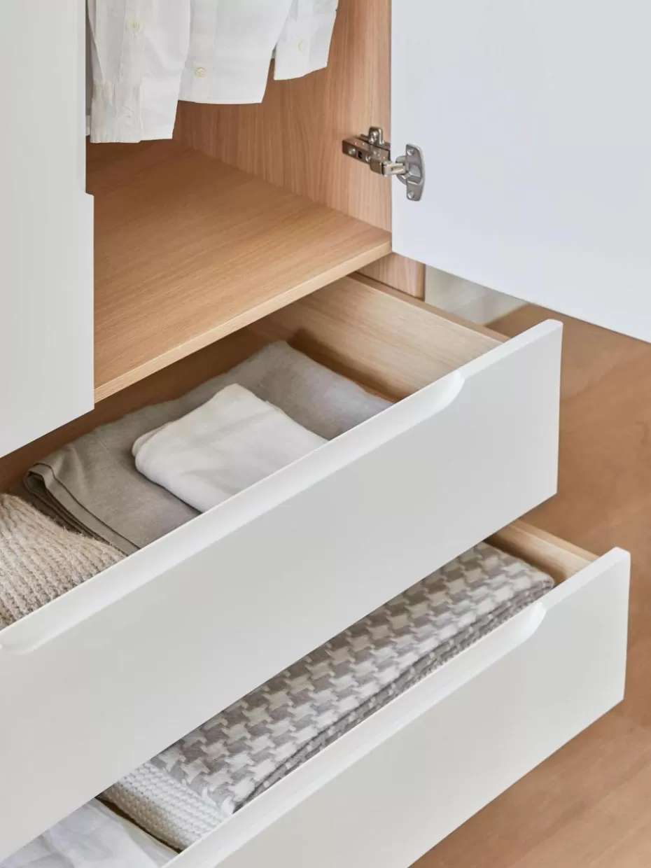 Kleiderschränke-Westwing Collection Kleiner Kleiderschrank Cassy, 2-türig Eichenholz, Weiß