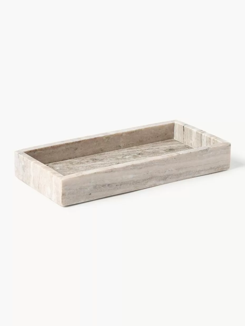 Dekotabletts-Westwing Collection Kleines Deko-Tablett Venice aus Marmor Beige, marmoriert