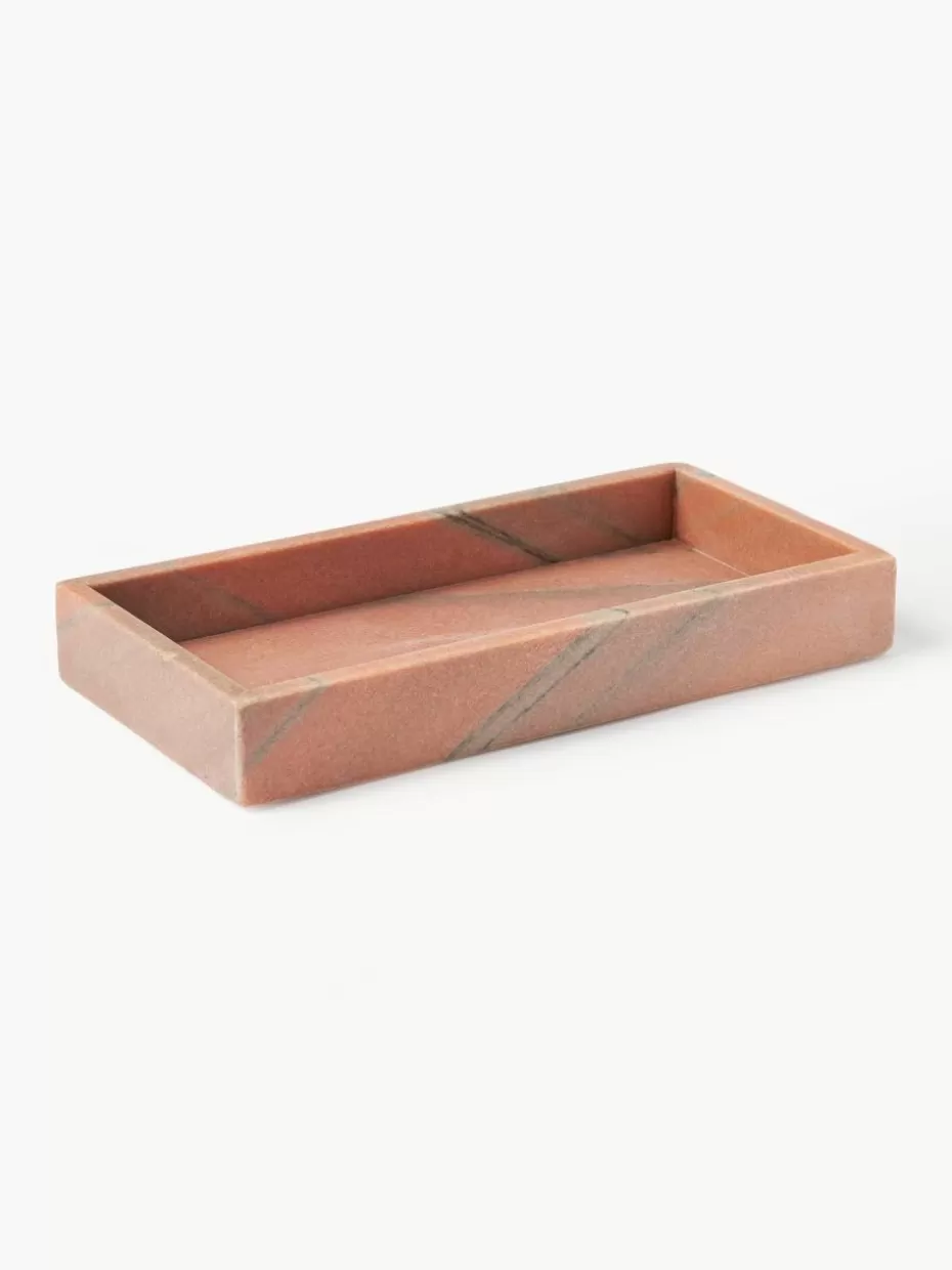 Dekotabletts-Westwing Collection Kleines Deko-Tablett Venice aus Marmor Terrakotta, marmoriert