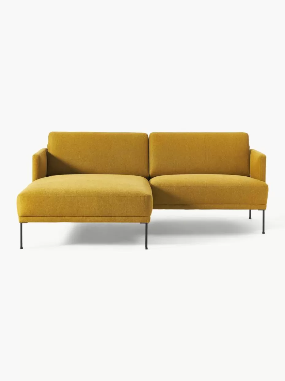 Sofas | Sofaserien-Westwing Collection Kleines Ecksofa Fluente Webstoff Ocker
