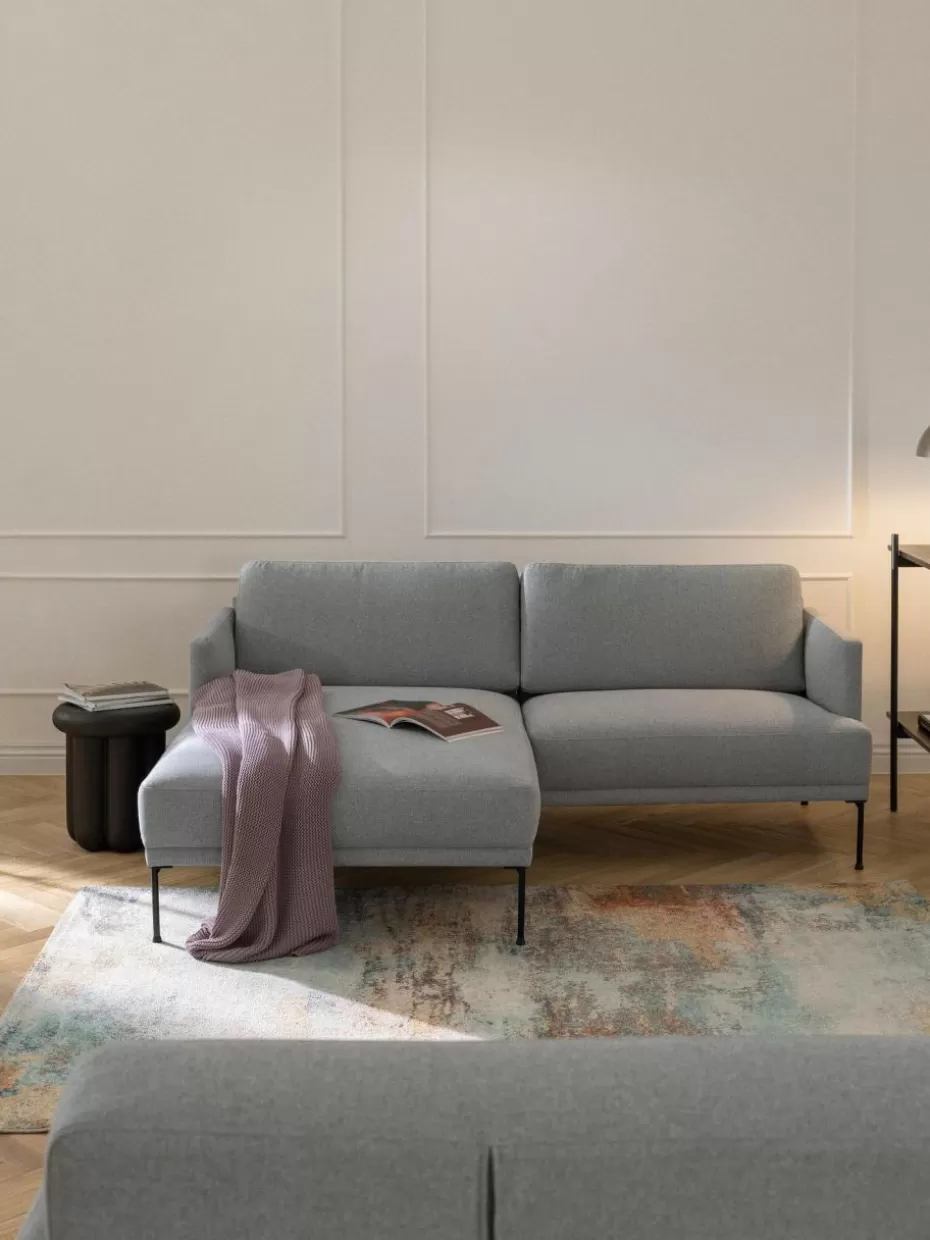 Sofas | Sofaserien-Westwing Collection Kleines Ecksofa Fluente Webstoff Hellgrau