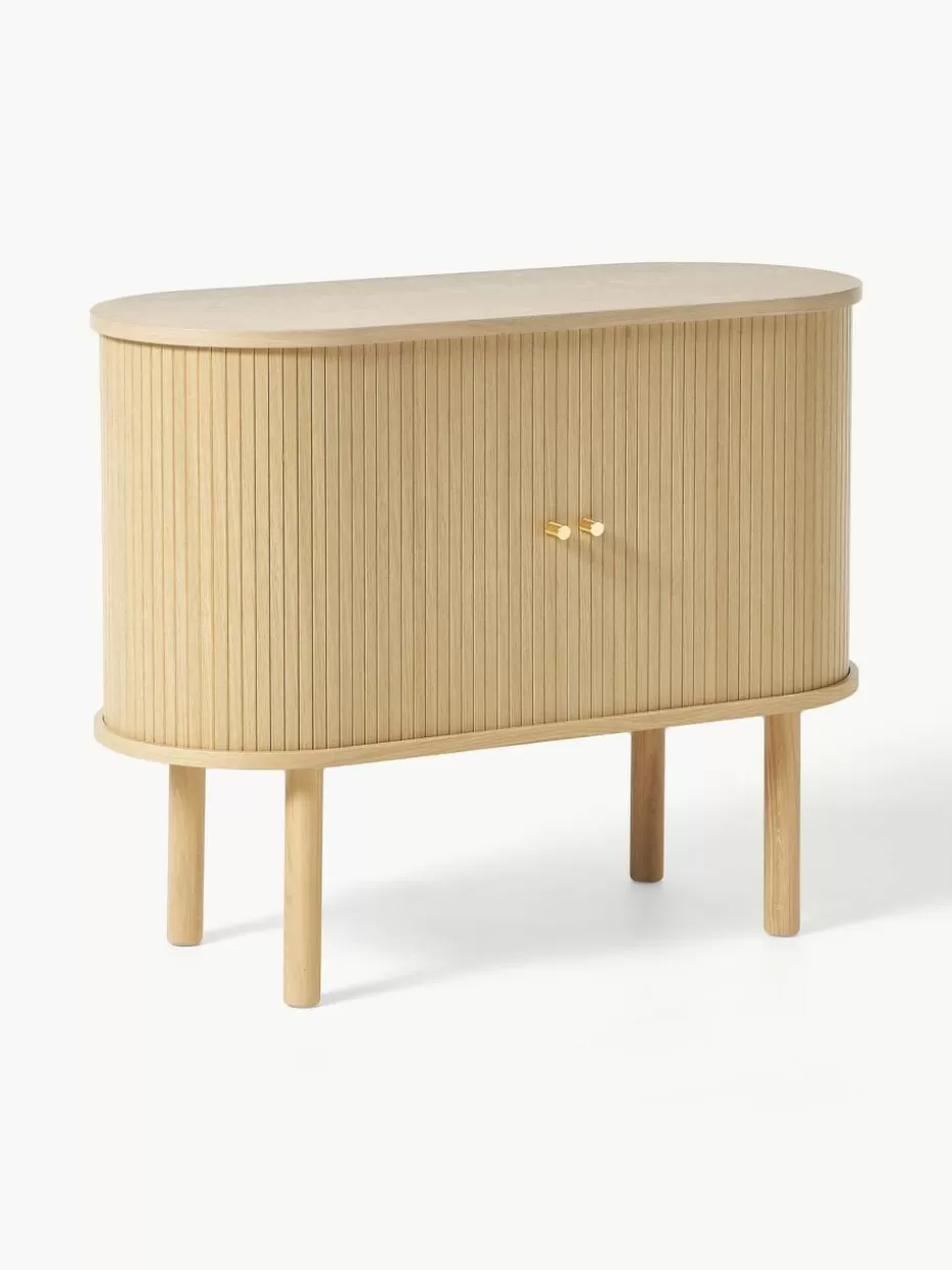 Kommoden & Sideboards | Schuhschränke & Schuhregale-Westwing Collection Kleines Sideboard Calary mit geriffelter Front Eichenholz
