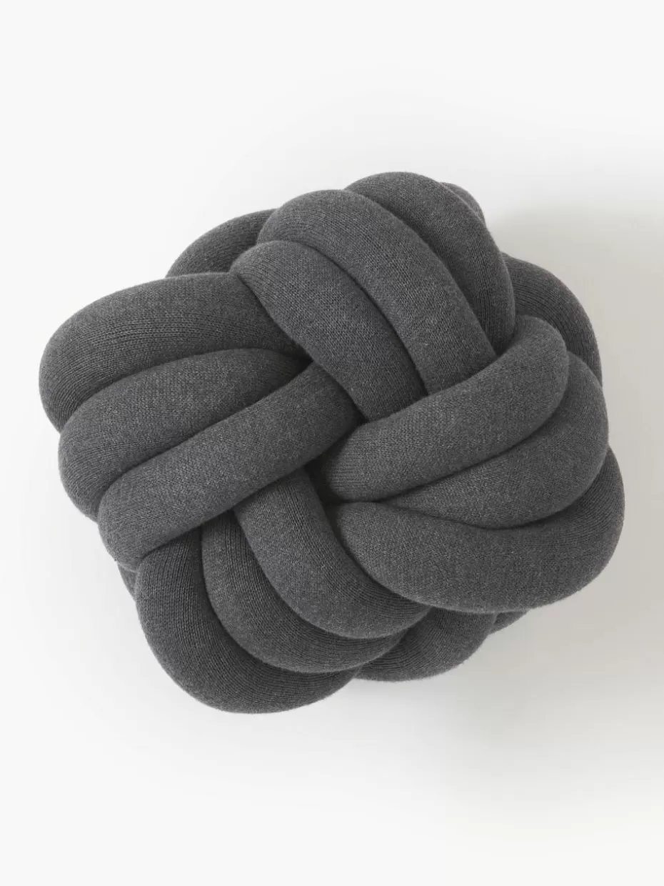 Dekokissen-Westwing Collection Knoten-Kissen Twist Dunkelgrau