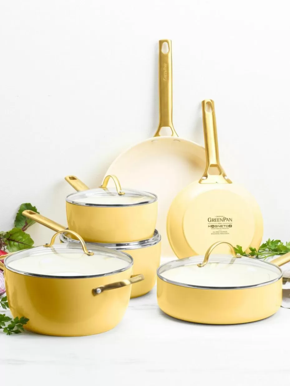 Töpfe-GreenPan Koch-Set Padova mit Antihaftbeschichtung, 10-tlg. Sonnengelb, Cremeweiß, Goldfarben