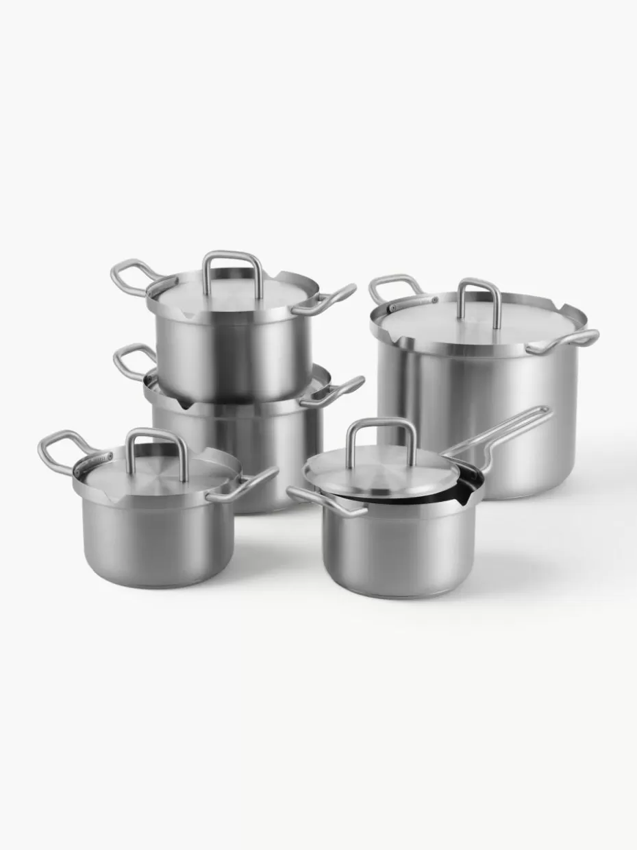 Töpfe-BK Koch-Set Q-Linair aus Edelstahl, 5-tlg. Silberfarben