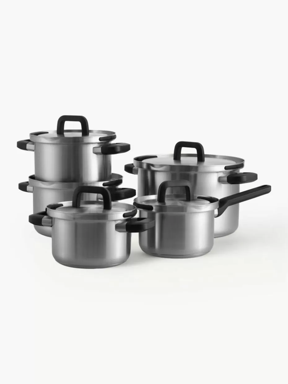 Töpfe-BK Koch-Set Q-Linair aus Edelstahl, 5-tlg. Silberfarben