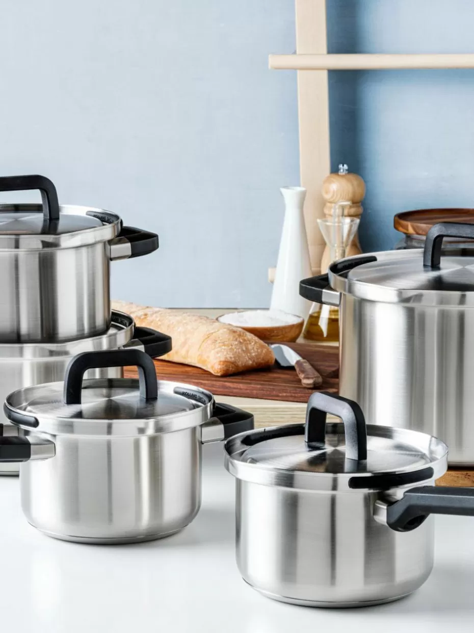 Töpfe-BK Koch-Set Q-Linair aus Edelstahl, 5-tlg. Silberfarben