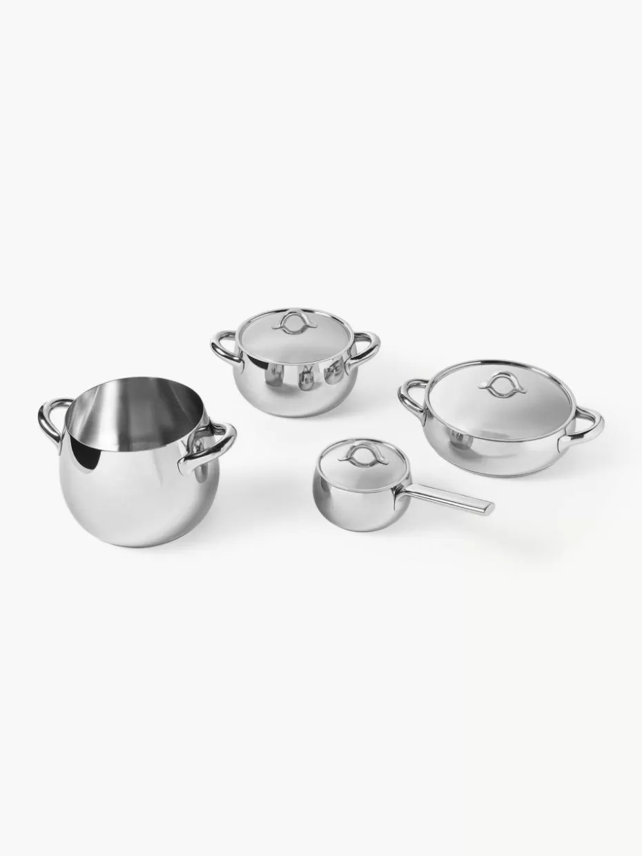 Töpfe-Alessi Kochtöpfe Mami aus Edelstahl, 7er-Set