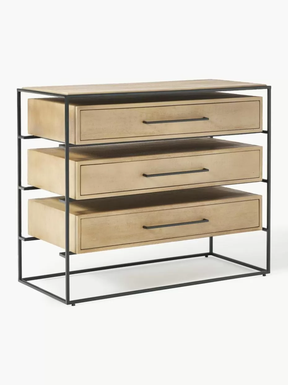 Kommoden & Sideboards | Kommoden & Sideboards-Westwing Collection Kommode Lyle aus Mangoholz Mangoholz hell, Schwarz