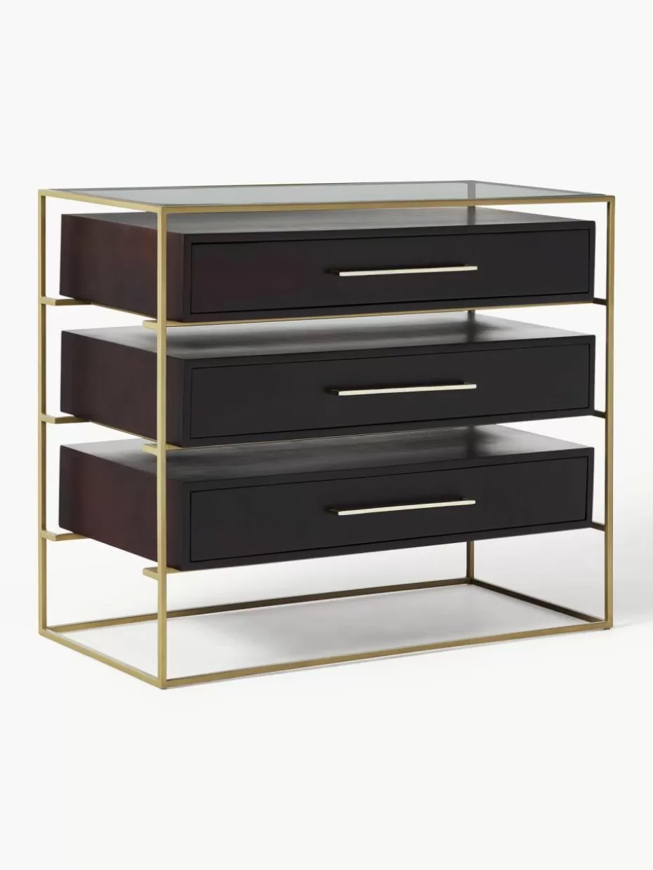 Kommoden & Sideboards | Kommoden & Sideboards-Westwing Collection Kommode Lyle aus Mangoholz Dunkles Mangoholz, Goldfarben