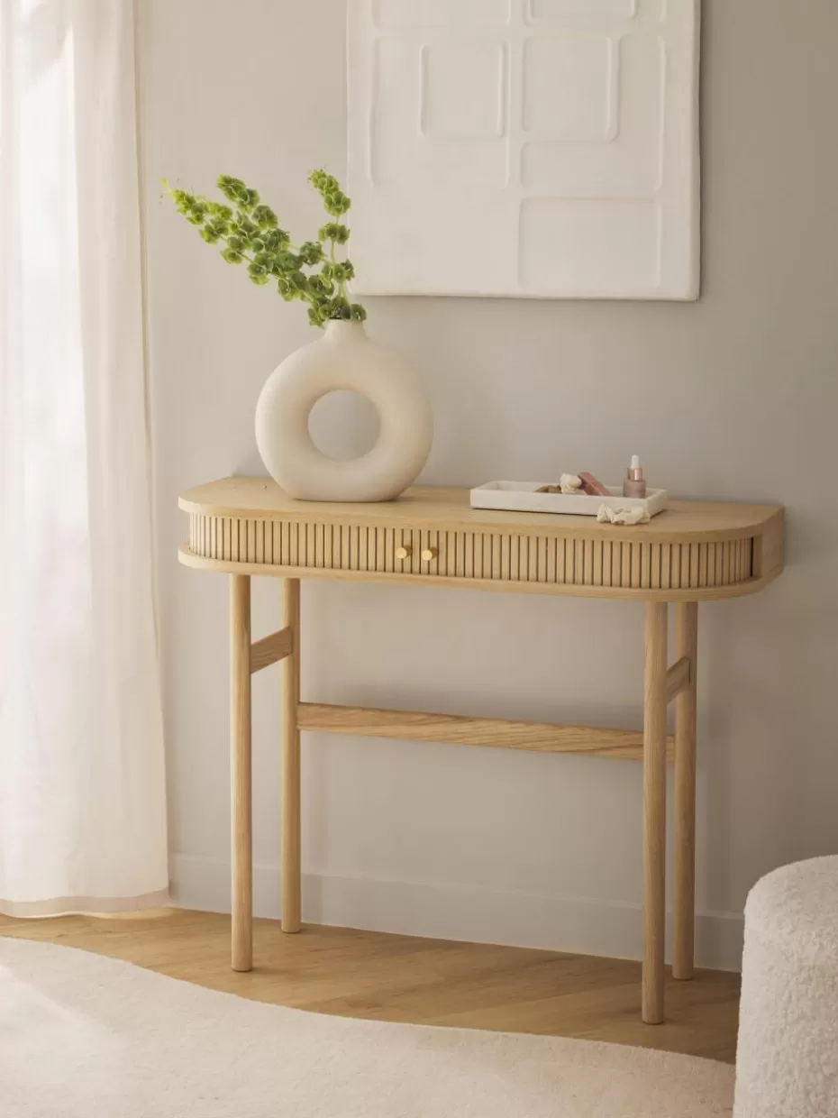 Konsolen | Konsolen-Westwing Collection Konsole Calary mit geriffelter Front Eichenholz