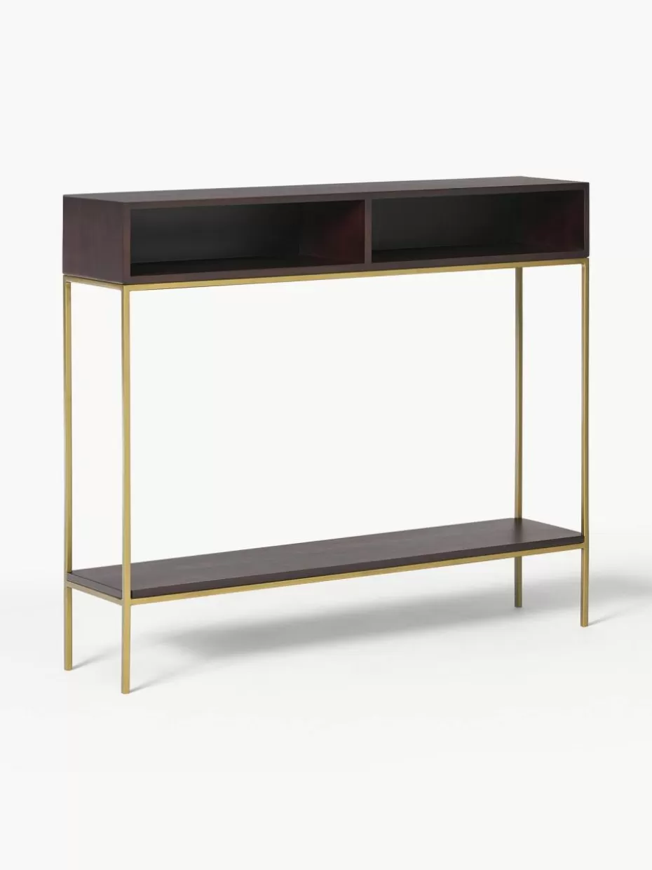 Konsolen | Konsolen-Westwing Collection Konsole Lyle aus Mangoholz Dunkles Mangoholz, Goldfarben