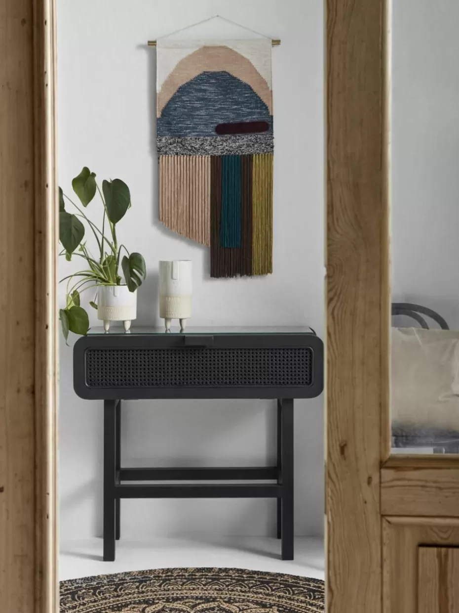 Konsolen-Nordal Konsole Merge aus Teakholz mit Rattan-Geflecht