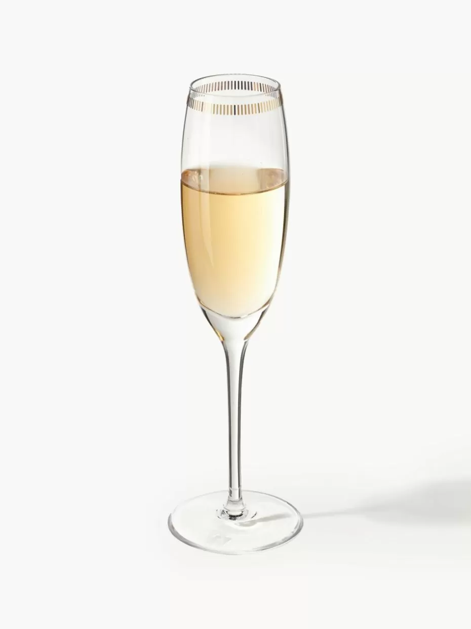 Champagner- & Sektgläser-Armani Casa Kristall-Champagnergläser Dvorak mit Gold-Dekor, 6 Stück